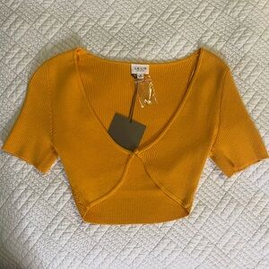 Le Lis Golden Yellow Ribbed Crop Top